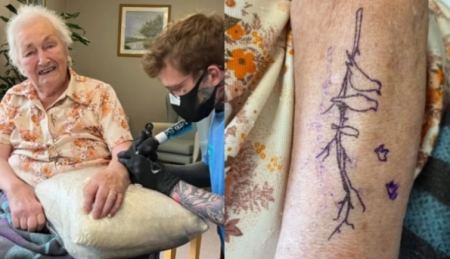 Στα 89 της εκπλήρωσε ένα όνειρο που είχε από μικρή: Να κάνει τατουάζ το αγαπημένο της ζώο