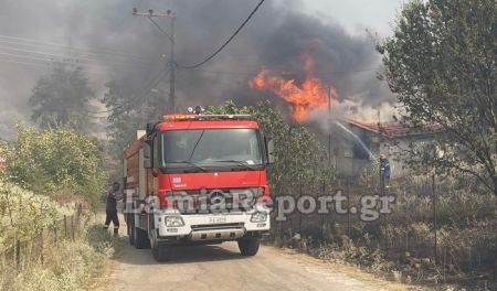 Λαμία: Μάχη με τις φλόγες μέσα στα σπίτια - Δείτε εικόνες