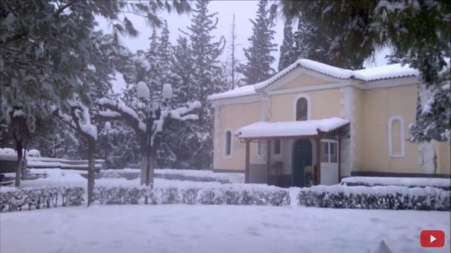 Ο Άγιος Λουκάς χιονισμένος - ΒΙΝΤΕΟ