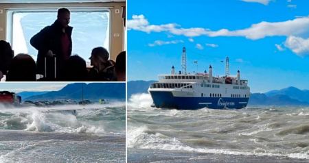 Θρίλερ σε πλοίο της γραμμής Πειραιάς-Αίγινα - «Μάχη» για να δέσει στο λιμάνι, τα κύματα έσπασαν τζάμια