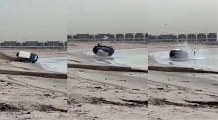 Βίντεο-σοκ: Αυτοκίνητο κάνει 7 τούμπες και καταλήγει στη θάλασσα -Η στιγμή που εκτοξεύεται ο οδηγός