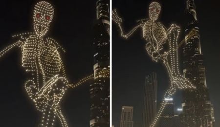 Απίστευτο show με drones στο Ντουμπάι για το Halloween: Σχηματίστηκε γιγάντιος σκελετός δίπλα από ουρανοξύστη