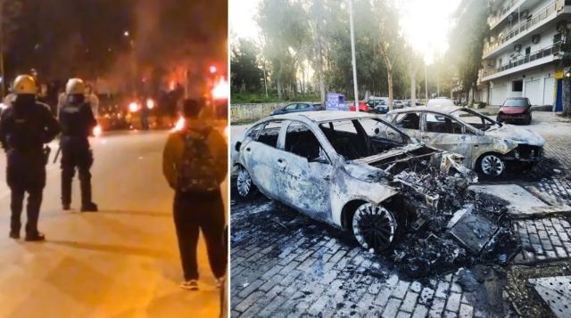 Πανεπιστημιούπολη: Κουκουλοφόροι πέταξαν μολότοφ σε αστυνομικούς, έκαψαν οχήματα