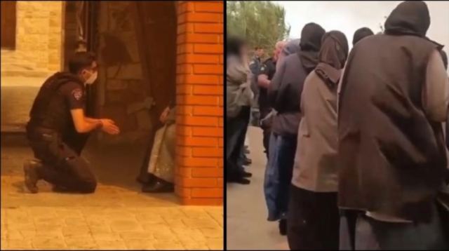 Οι αστυνομικοί προσπαθούσαν να πείσουν τις μοναχές να εκκενώσουν μοναστήρι στην Μάνδρα
