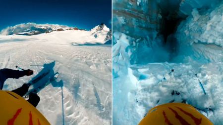 Σκιέρ πέφτει σε χαράδρα πολλών μέτρων στις Άλπεις - Δείτε βίντεο που κόβει την ανάσα