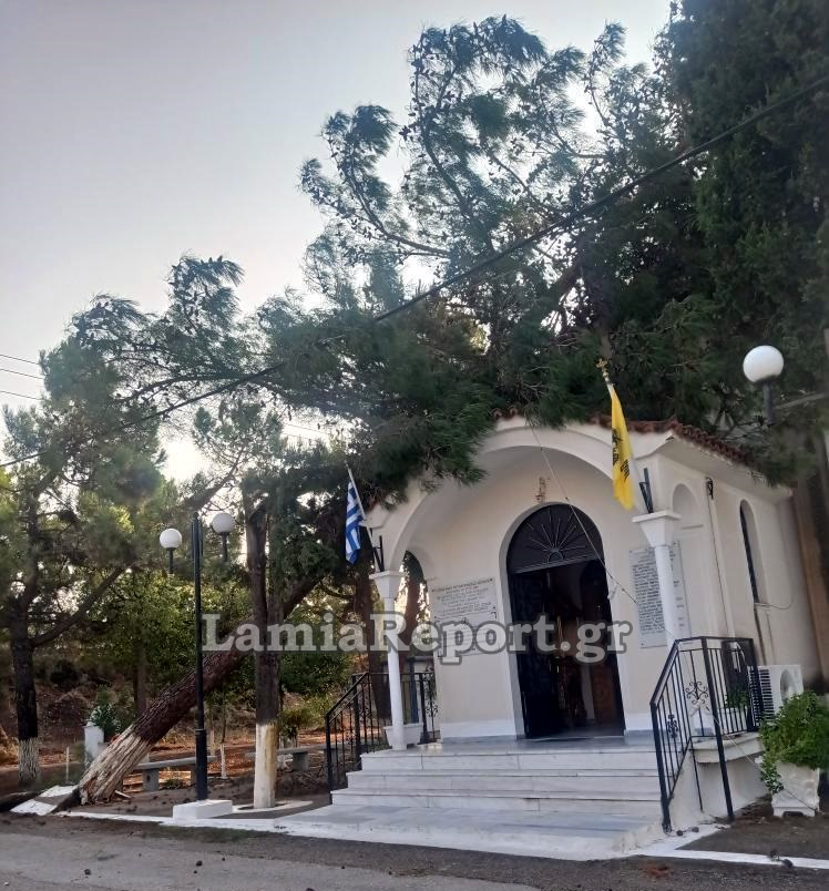 Φθιώτιδα: Το μπουρίνι έριξε δέντρο σε εκκλησάκι