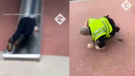 Ατζαμής αστυνομικός «έφαγε τα μούτρα του» κάνοντας τσουλήθρα εν ώρα υπηρεσίας