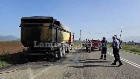 Πυρκαγιά σε φορτηγό στην ε.ο. Λαμίας - Καρπενησίου - Δείτε εικόνες