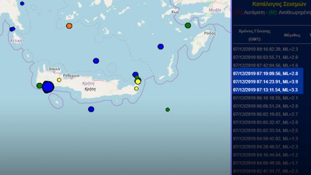 Ταρακουνήθηκε η Κρήτη: Τρεις σεισμοί σε έξι λεπτά