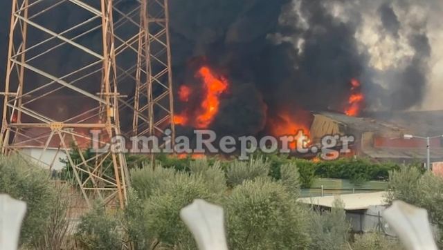 Μεγάλη πυρκαγιά σε εργοστάσιο στο Σχηματάρι (ΦΩΤΟ-ΒΙΝΤΕΟ)