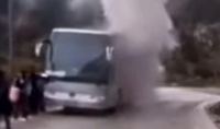 Πυρκαγιά σε λεωφορείο με τουρίστες στην Εύβοια