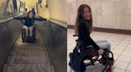 Viral η παραολυμπιονίκης που κατάφερε να κατέβει τις κυλιόμενες σκάλες στο μετρό με το αναπηρικό αμαξίδιο (ΒΙΝΤΕΟ)