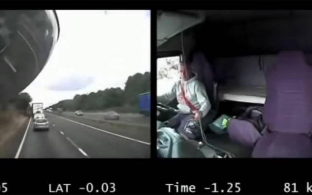 Η σοκαριστική στιγμή που οδηγός νταλίκας παίρνει στον λαιμό του αθώους επειδή κοιτά το κινητό του
