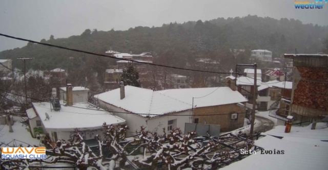 Πυκνή χιονόπτωση σε περιοχές της Εύβοιας (ΦΩΤΟ - ΒΙΝΤΕΟ)