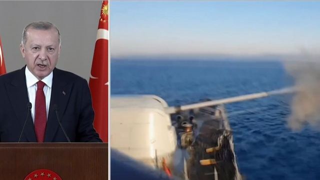 Εμπρηστικές δηλώσεις Ερντογάν με εικόνες πολεμικών πλοίων να ανοίγουν πυρ