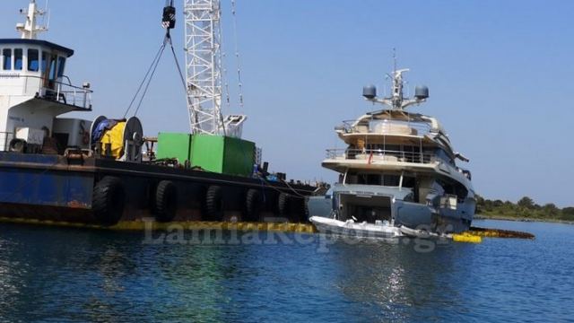 Επιχείρηση - αποκόλληση της θαλαμηγού που προσάραξε στο Λιχαδονήσι (ΦΩΤΟ)