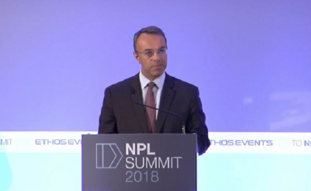 Ο Χρ. Σταϊκούρας στο Συνέδριο NPL Summit 2018 Κόκκινα Δάνεια - Ανοίγματα &amp; Κοινωνία»
