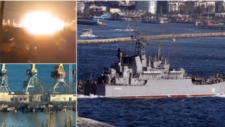 Η στιγμή που οι Ουκρανοί βυθίζουν το ρωσικό Novocherkassk - Δεν έμεινε τίποτα από το πλοίο