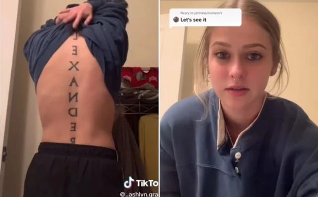 Έκανε τατουάζ το όνομα του φίλου της με τεράστια γράμματα στην πλάτη και μια βδομάδα μετά… χώρισαν