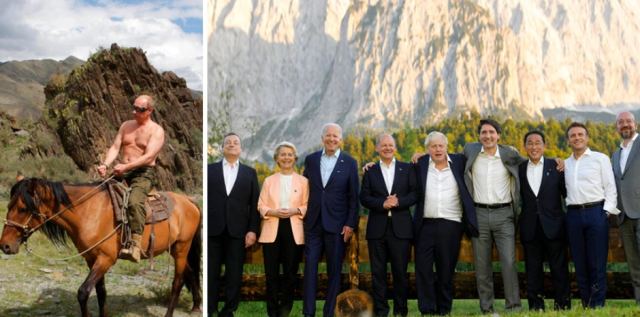 Οι ηγέτες της G7 κοροϊδεύουν τον ημίγυμνο Πούτιν πάνω στο άλογο – Δείτε το βίντεο