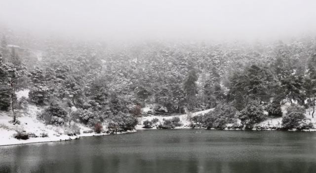 Καρτ ποστάλ η λίμνη Μπελέτσι στην Ιπποκράτειο Πολιτεία - Μοναδικές εικόνες από το χιονισμένο τοπίο