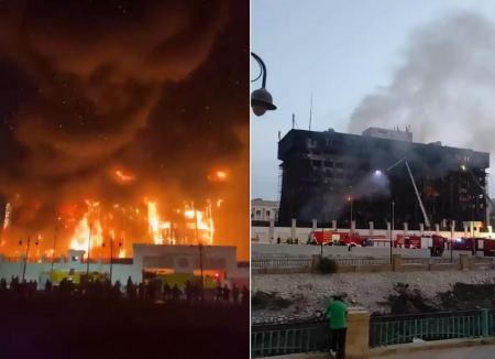Πελώρια φωτιά στο αρχηγείο της αστυνομίας κοντά στη Διώρυγα του Σουέζ - Καταστράφηκε ολοσχερώς το κτήριο