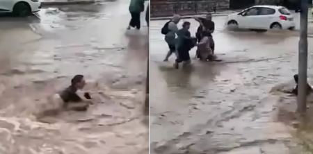 Συγκλονιστικό βίντεο: Πολίτες σώζουν περαστικούς που παρασύρθηκαν από ορμητικά νερά στον Ευαγγελισμό