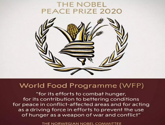 Νόμπελ Ειρήνης 2020: Το πήρε το Παγκόσμιο Πρόγραμμα Επισιτισμού