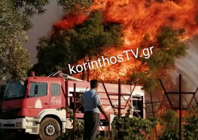 Φωτιά στην Κόρινθο: Μαίνεται ανεξέλεγκτη η «πύρινη λαίλαπα»