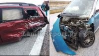 Σφοδρή σύγκρουση οχημάτων στην έξοδο του Ε65 - Δύο άτομα στο Νοσοκομείο