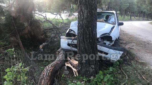 Λαμία: Αυτοκίνητο έπεσε σε δέντρο στο Ισιαδάκι - Δείτε εικόνες