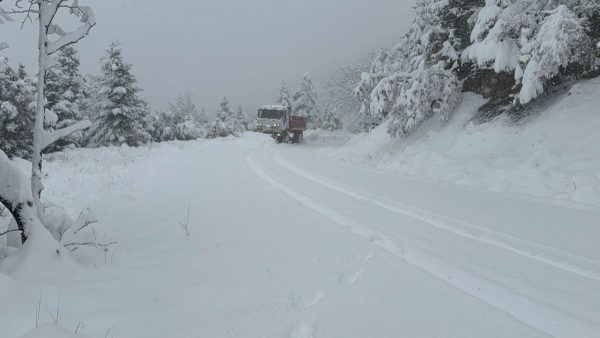 Ξεκίνησε η ψυχρή εισβολή με χιόνια και στη Στερεά Ελλάδα - Χιονίζει γύρω από τη Λαμία