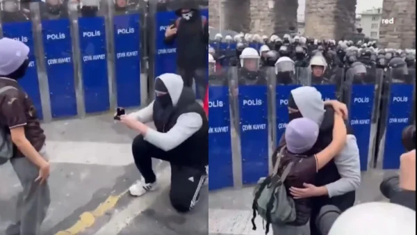 Κωνσταντινούπολη: Διαδηλωτής έκανε πρόταση γάμου στην αγαπημένη του μπροστά στις ασπίδες των αστυνομικών