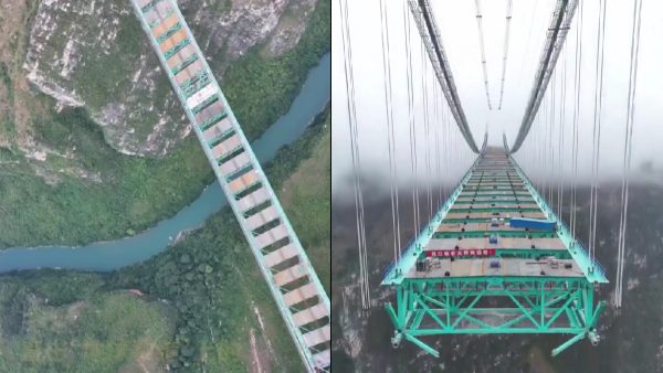 Γέφυρα σαν... Σινικό Τείχος έφτιαξαν οι Κινέζοι, 625 μέτρα πάνω από το έδαφος - Δείτε βίντεο