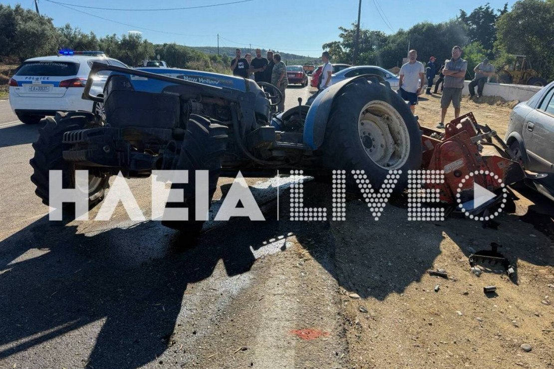 Τροχαίο στην Κυλλήνη: Τρεις τραυματίες μετά από σύγκρουση ΙΧ με τρακτέρ