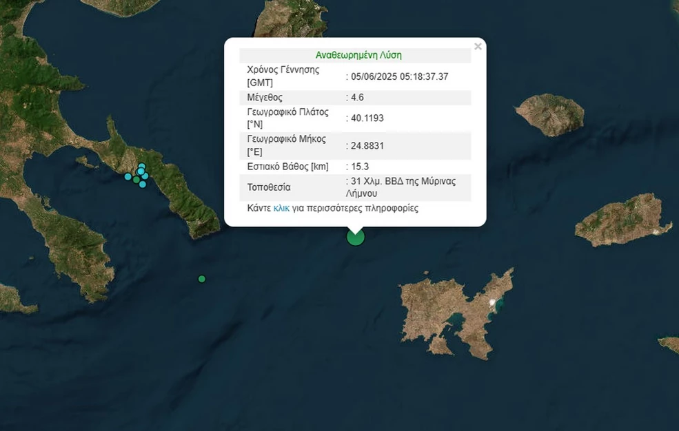 Ισχυρός σεισμός 4,6 Ρίχτερ ανοιχτά της Λήμνου – «Είναι προφανές ότι βρισκόμαστε σε μια σεισμική έξαρση»