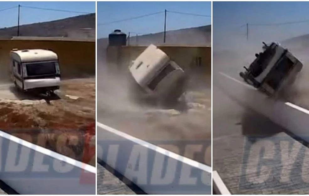 Θυελλώδεις άνεμοι στη Σαντορίνη σήκωσαν στον αέρα τροχόσπιτο και το διέλυσαν - Απίστευτο βίντεο