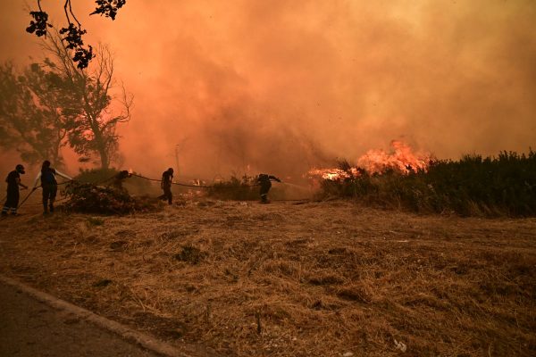 Διάσπαρτες εστίες στη φωτιά στο Κρυονέρι, κόπασαν οι άνεμοι, δεν απειλούνται σπίτια