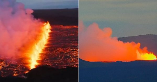 Θεαματική έκρηξη ηφαιστείου στην Ισλανδία – Πύρινη λάβα ξεπηδά από ρωγμή ενός χιλιομέτρου
