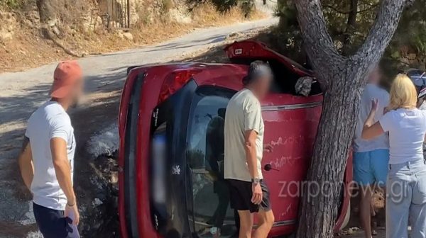 Τροχαίο στα Χανιά: Αυτοκίνητο τούμπαρε και σφήνωσε σε δέντρο – Ένας άνδρας τραυματίστηκε