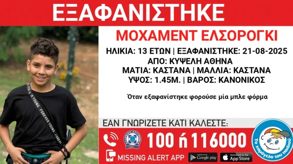 Εξαφανίστηκε 13χρονος στην Κυψέλη - Έρευνες για τον εντοπισμό του