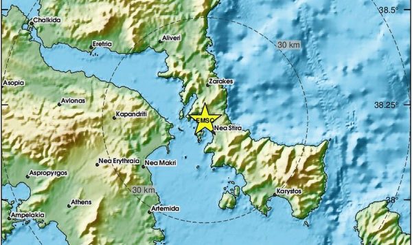 Ισχυρός σεισμός 5.2 Ρίχτερ στην Εύβοια αισθητός σε όλη σχεδόν τη Στερεά