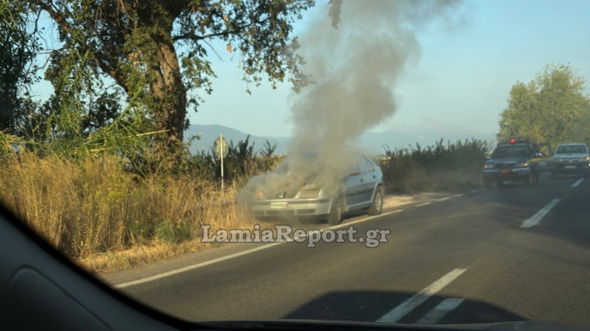 Πυρκαγιά σε αυτοκίνητο στην εθνική οδό Λαμίας - Καρπενησίου (ΦΩΤΟ-ΒΙΝΤΕΟ)