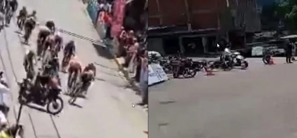 Βίντεο σοκ: Μοτοσικλέτα έκοψε τον δρόμο σε ποδηλάτες και έπεσαν ο ένας πάνω στον άλλον - Απόλυτος χαμός