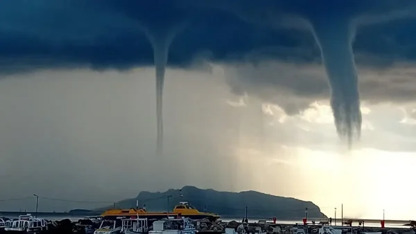 Διπλός υδροστρόβιλος σχηματίστηκε στο Αγκίστρι – Δείτε εντυπωσιακό βίντεο