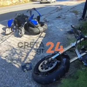 Μηχανή κόπηκε στη μέση έπειτα από σοκαριστικό τροχαίο στα Χανιά