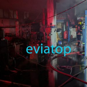 Πυρκαγιά σε συνεργείο αυτοκινήτων στην Εύβοια
