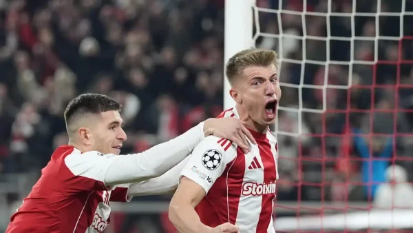 Ολυμπιακός – Μπάγερ Λεβερκούζεν: Το γκολ του Κοστίνια για το 1-0 των Πειραιωτών