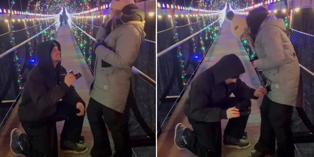 Έκανε πρόταση γάμου σε γέφυρα και του έπεσε το δαχτυλίδι στα χιόνια -Απίστευτο πώς το βρήκαν (BINTEO)