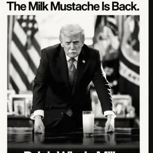 Ο «μουστάκιας» Τραμπ πρωταγωνιστεί σε καμπάνια του Αμερικανικού υπουργείου Γεωργίας: Να πίνετε πλήρες γάλα